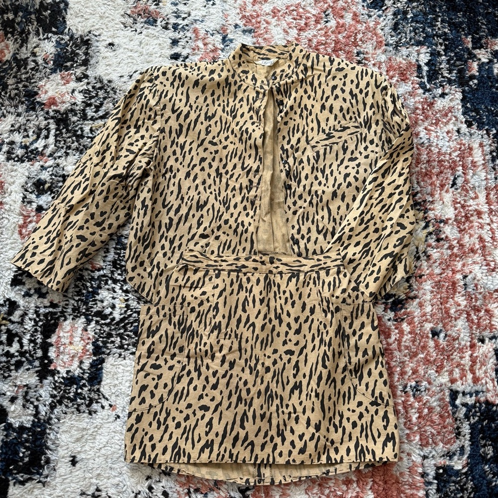 Vintage 80s Leona 100% Cotton Leopard Print Jacket  and Skirt Set